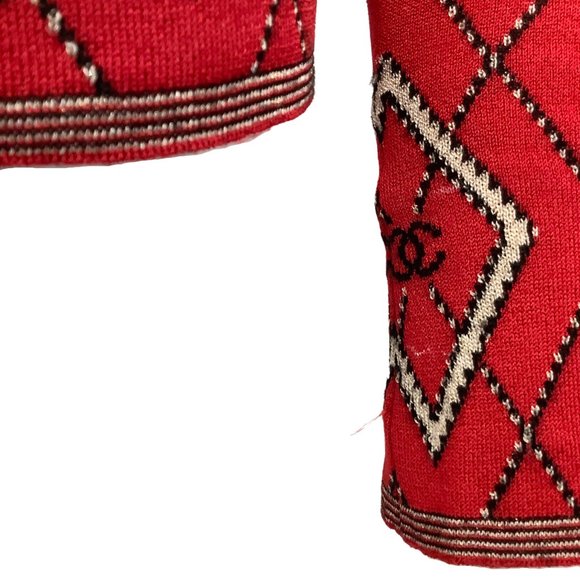 Chanel Sequined Diamond Red / Black / White Sweater - Picture 5 of 6